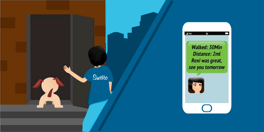 swifto end of dog walk message and text from GPS app